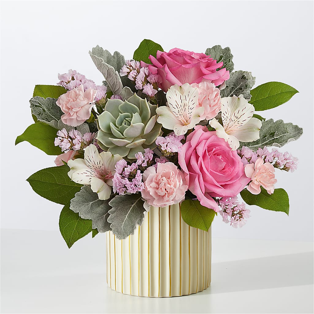 Dusty Rose Bouquet with Ivory Vase – STEMZ FLORIST & TREASURES, Calgary AB