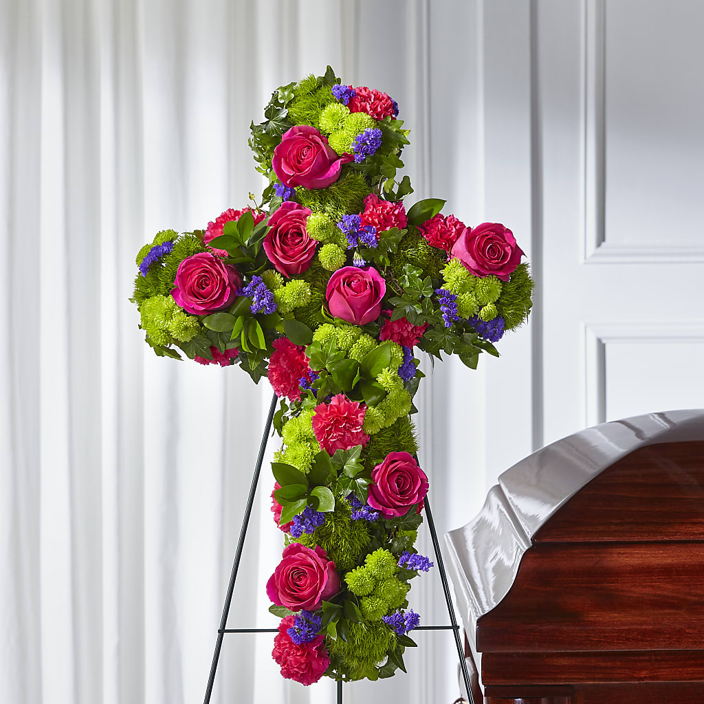 Tribute Rose Floral Cross – STEMZ FLORIST & TREASURES, Calgary AB