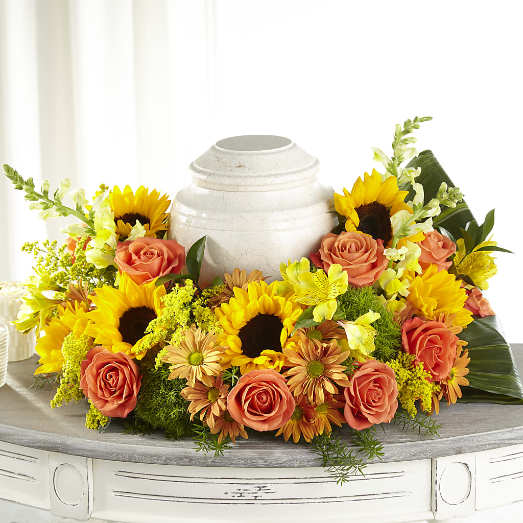Faithful Sunflower Cremation Adornment – STEMZ FLORIST & TREASURES, Calgary AB