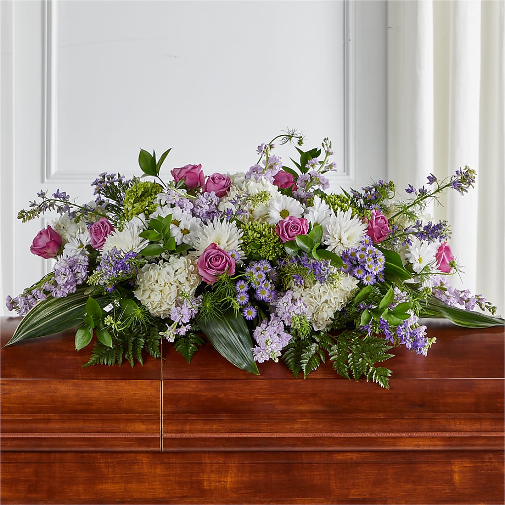 Meadows of Serenity Casket Spray – STEMZ FLORIST & TREASURES, Calgary AB