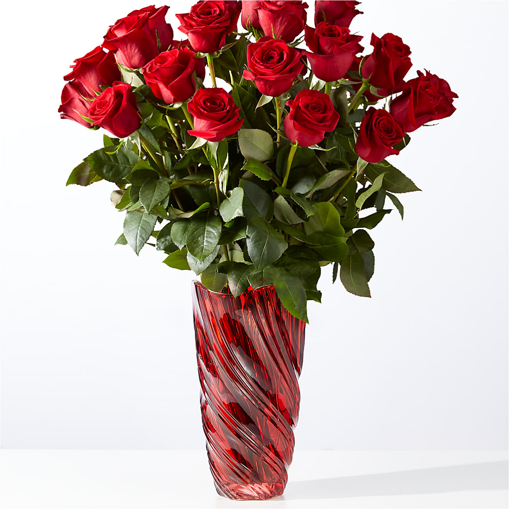 Classic Love Red Rose Bouquet with Luxe Swirl Vase – STEMZ FLORIST & TREASURES, Calgary AB