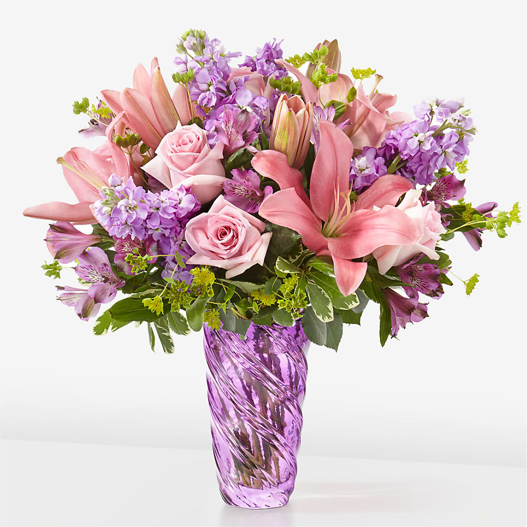 Precious Petals Bouquet with Luxe Swirl Vase – STEMZ FLORIST & TREASURES, Calgary AB