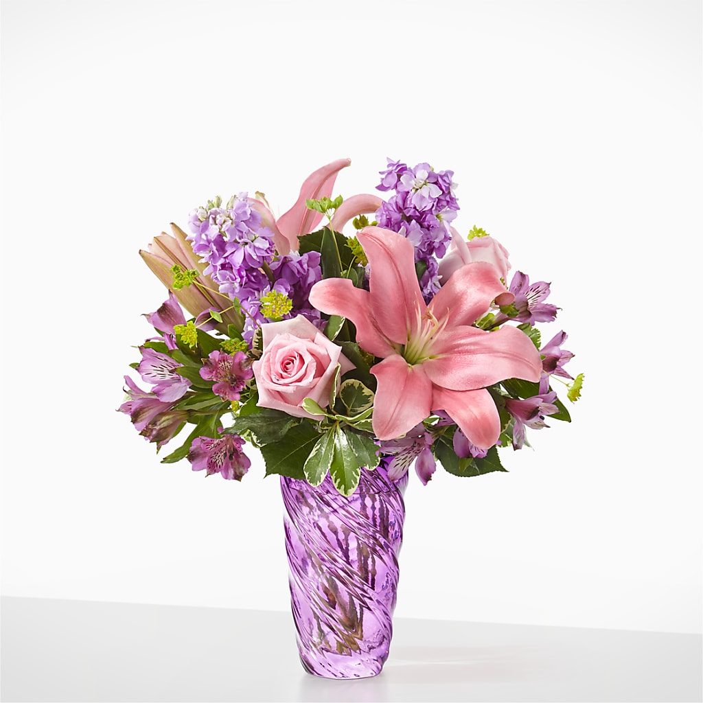 Precious Petals Bouquet with Luxe Swirl Vase – STEMZ FLORIST & TREASURES, Calgary AB