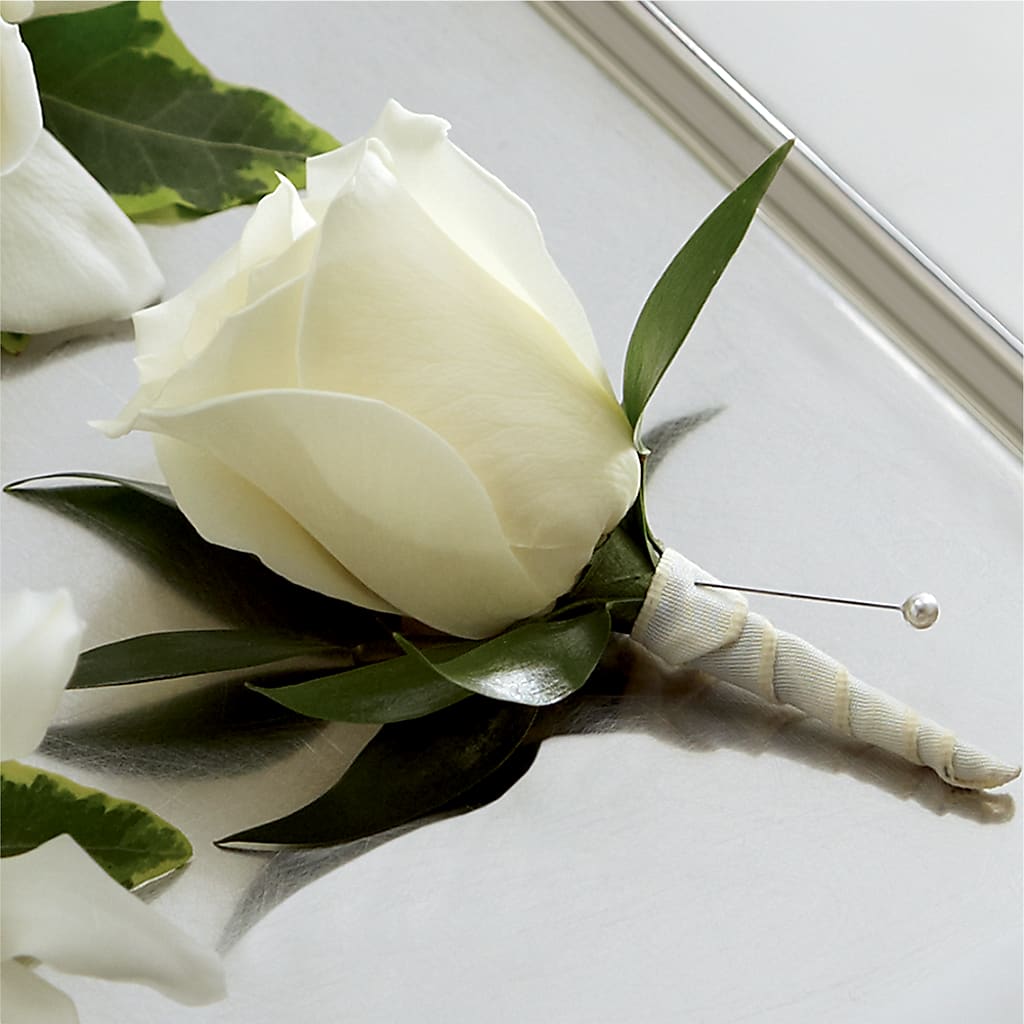 White Rose Boutonniere – STEMZ FLORIST & TREASURES, Calgary AB