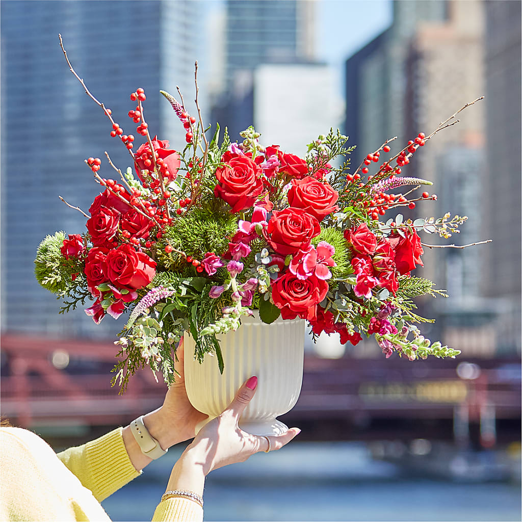 Big Red Bow Bouquet – STEMZ FLORIST & TREASURES, Calgary AB