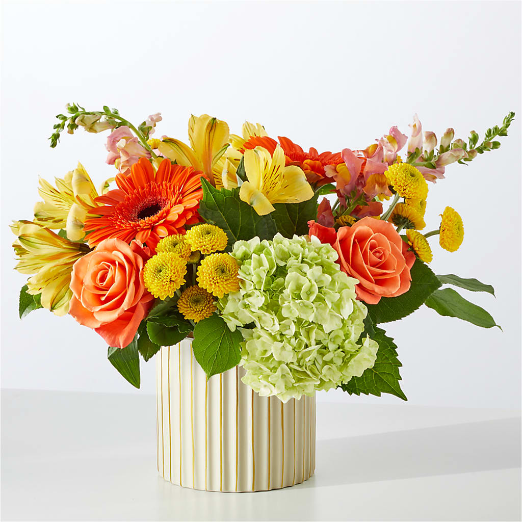 Autumn Sunshine Bouquet with Ivory Vase – STEMZ FLORIST & TREASURES, Calgary AB