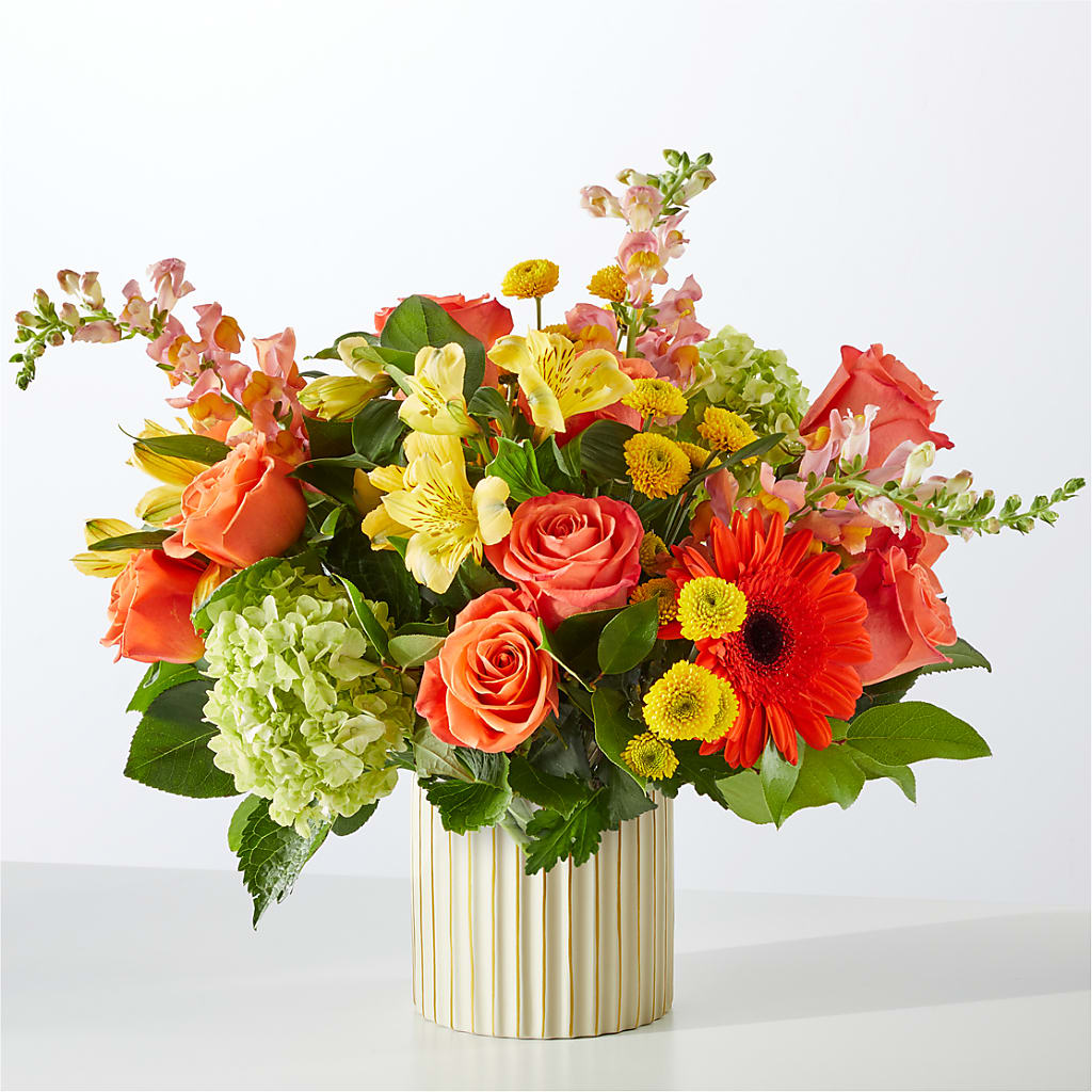 Autumn Sunshine Bouquet with Ivory Vase – STEMZ FLORIST & TREASURES, Calgary AB