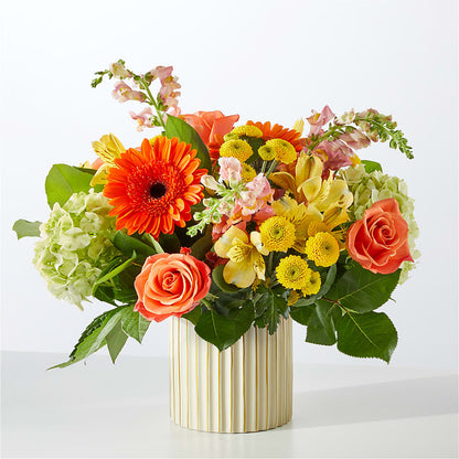 Autumn Sunshine Bouquet with Ivory Vase – STEMZ FLORIST & TREASURES, Calgary AB