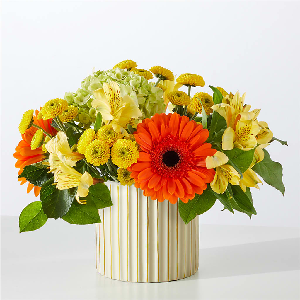 Autumn Sunshine Bouquet with Ivory Vase – STEMZ FLORIST & TREASURES, Calgary AB