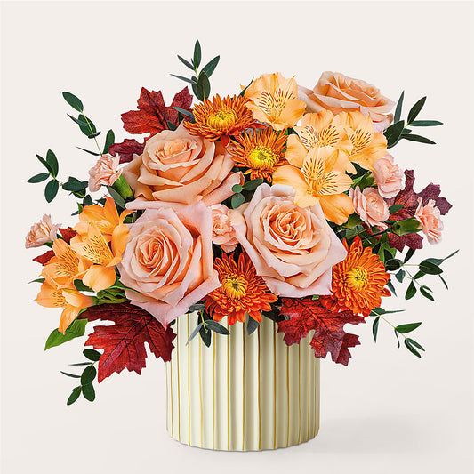 Spiced Latte Bouquet with Ivory Vase – STEMZ FLORIST & TREASURES, Calgary AB
