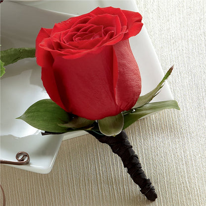 Red Rose Boutonniere – STEMZ FLORIST & TREASURES, Calgary AB