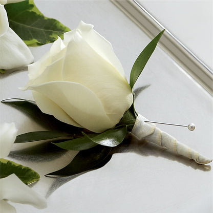White Rose Boutonniere – STEMZ FLORIST & TREASURES, Calgary AB